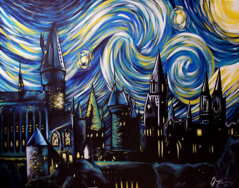A Starry Magical Castle Night Print